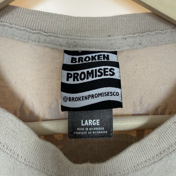 Broken Promises WORST IN ME TEE SAND size large 100% cotton Never Forgive forget - Picture 9 of 16